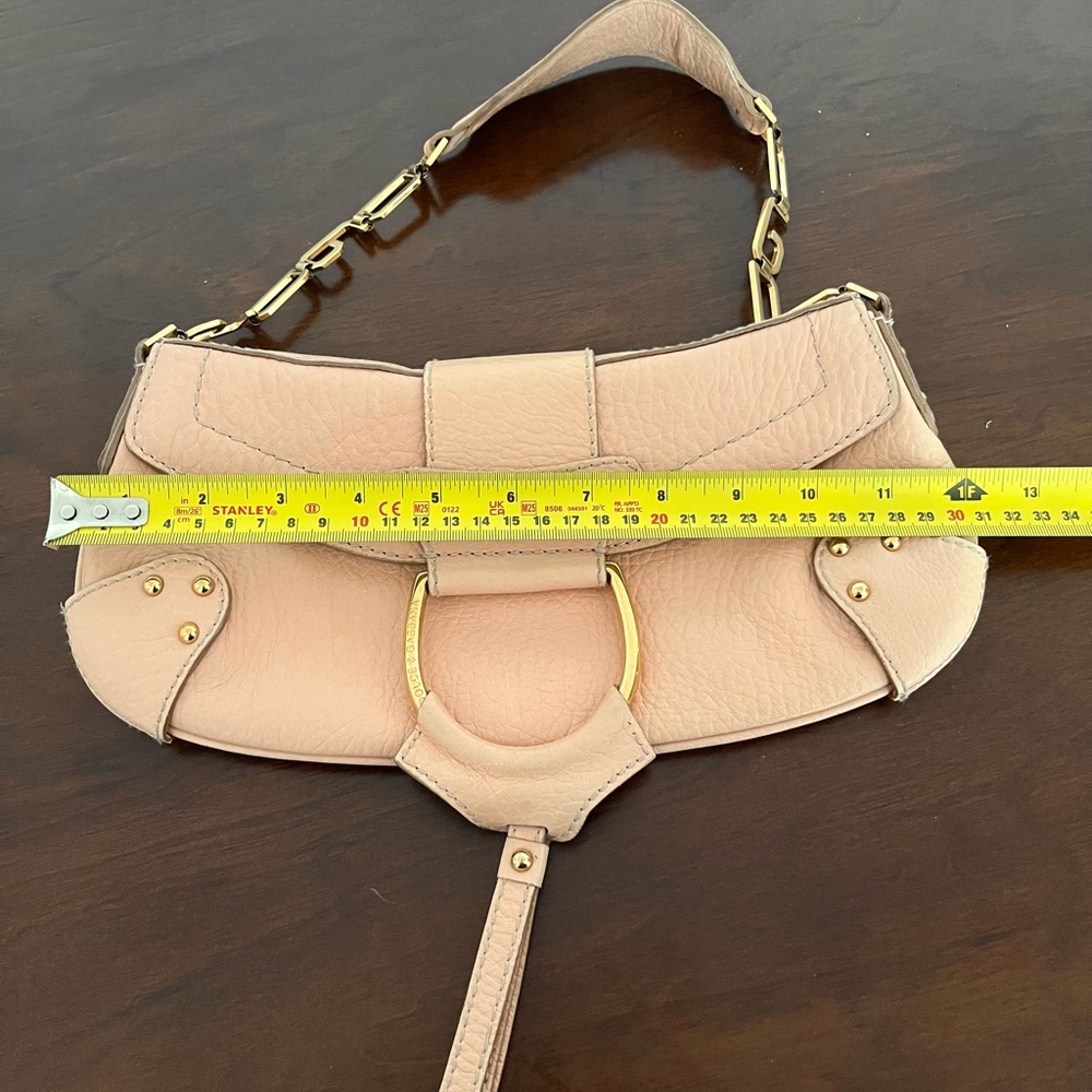 Blush Leather Shoulder Bag with Gold Accents - Picture 4 of 5